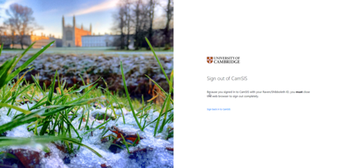 An example of a new CamSIS sign out page